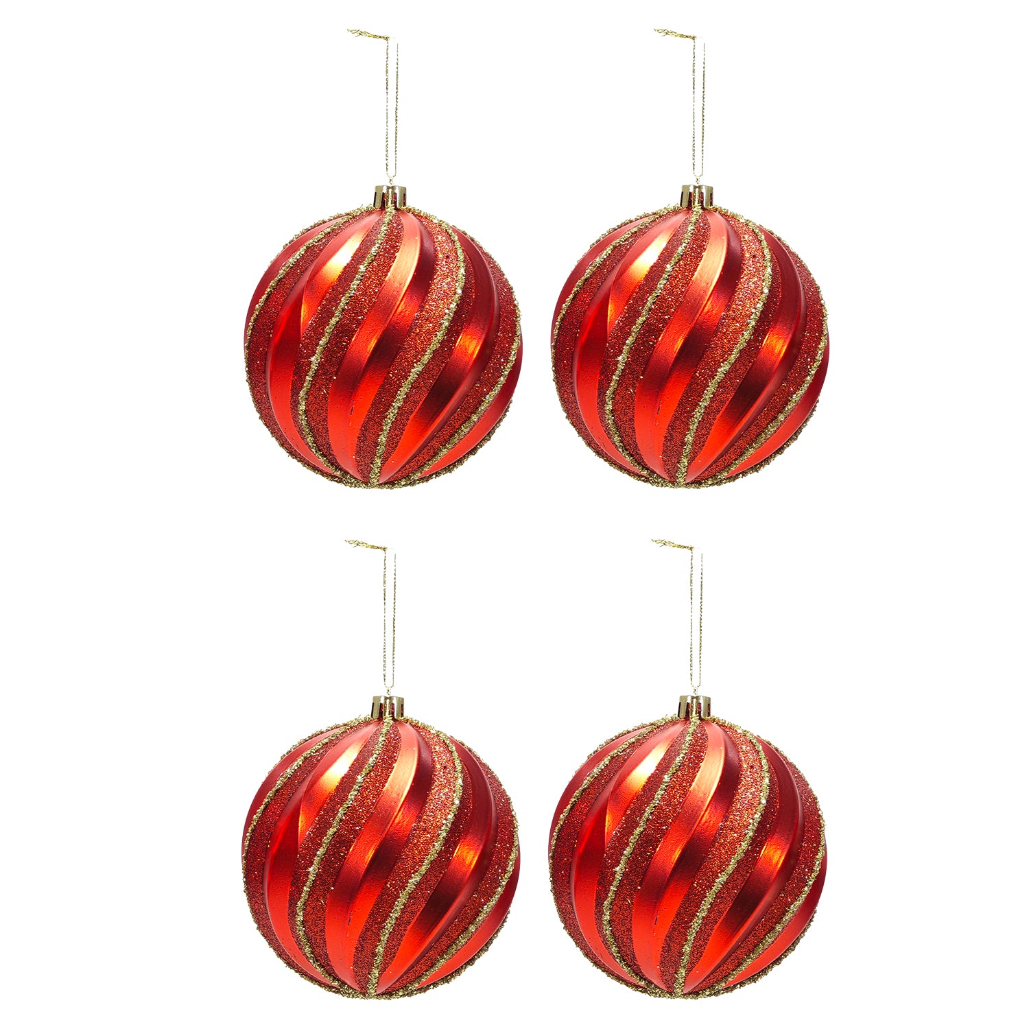 VESTIAMO CASA GRAN NATALE - Set 4 Palline di Natale Rosse Infrangibili diametro 10 cm