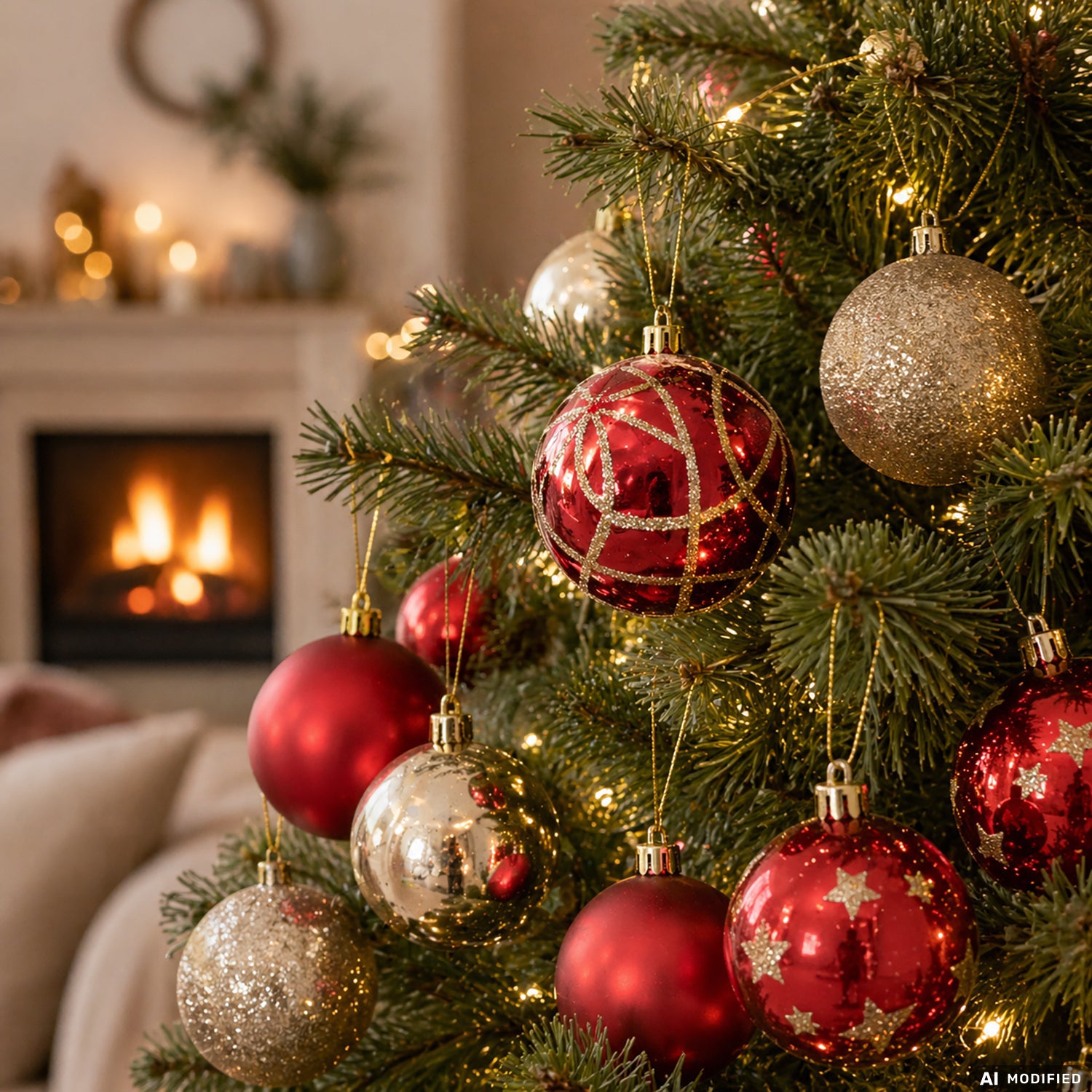 VESTIAMO CASA GRAN NATALE - Set 15 Palline di Natale Oro e Rosse Infrangibili diametro 5 cm