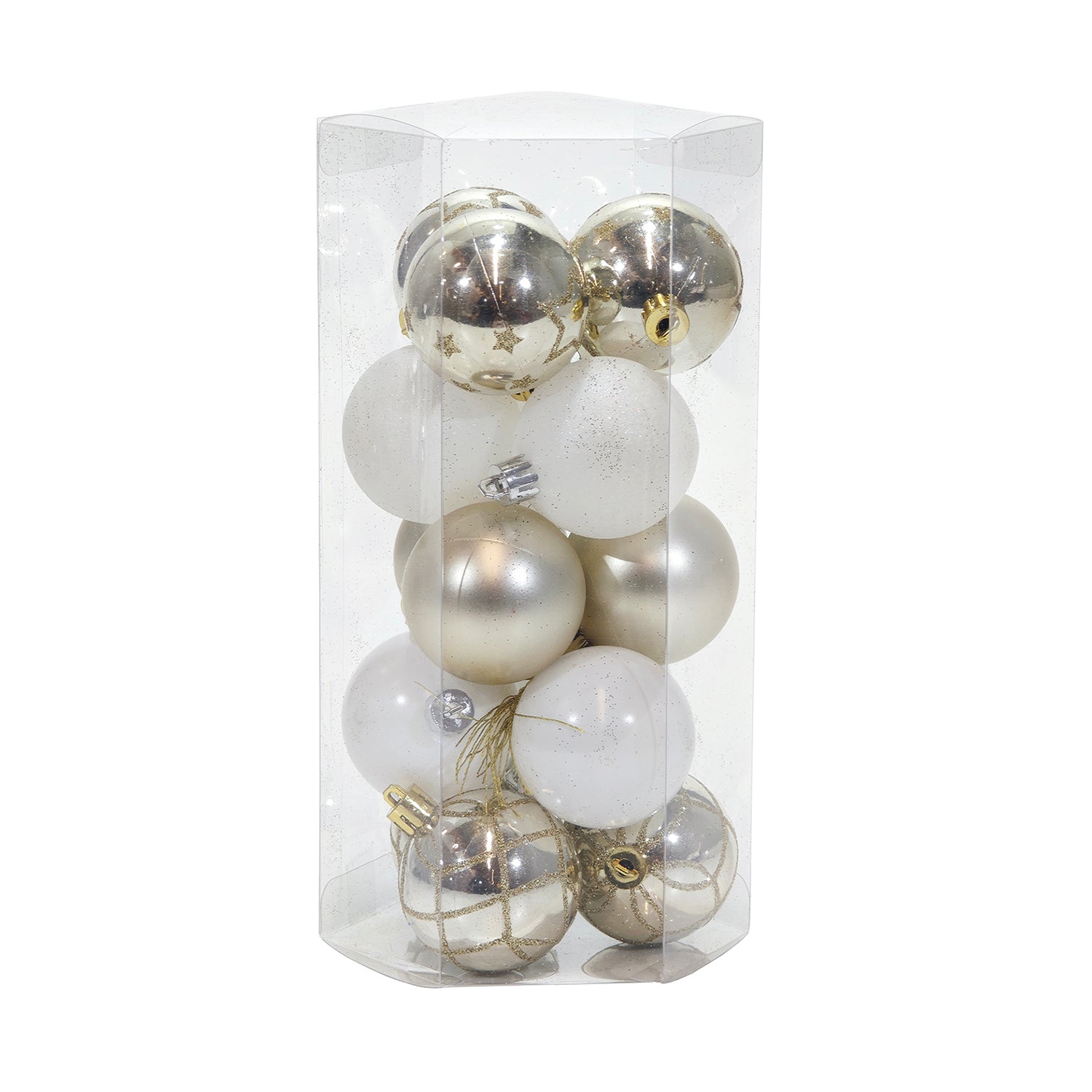VESTIAMO CASA GRAN NATALE - Set 15 Palline di Natale Oro e Bianche Infrangibili diametro 5 cm