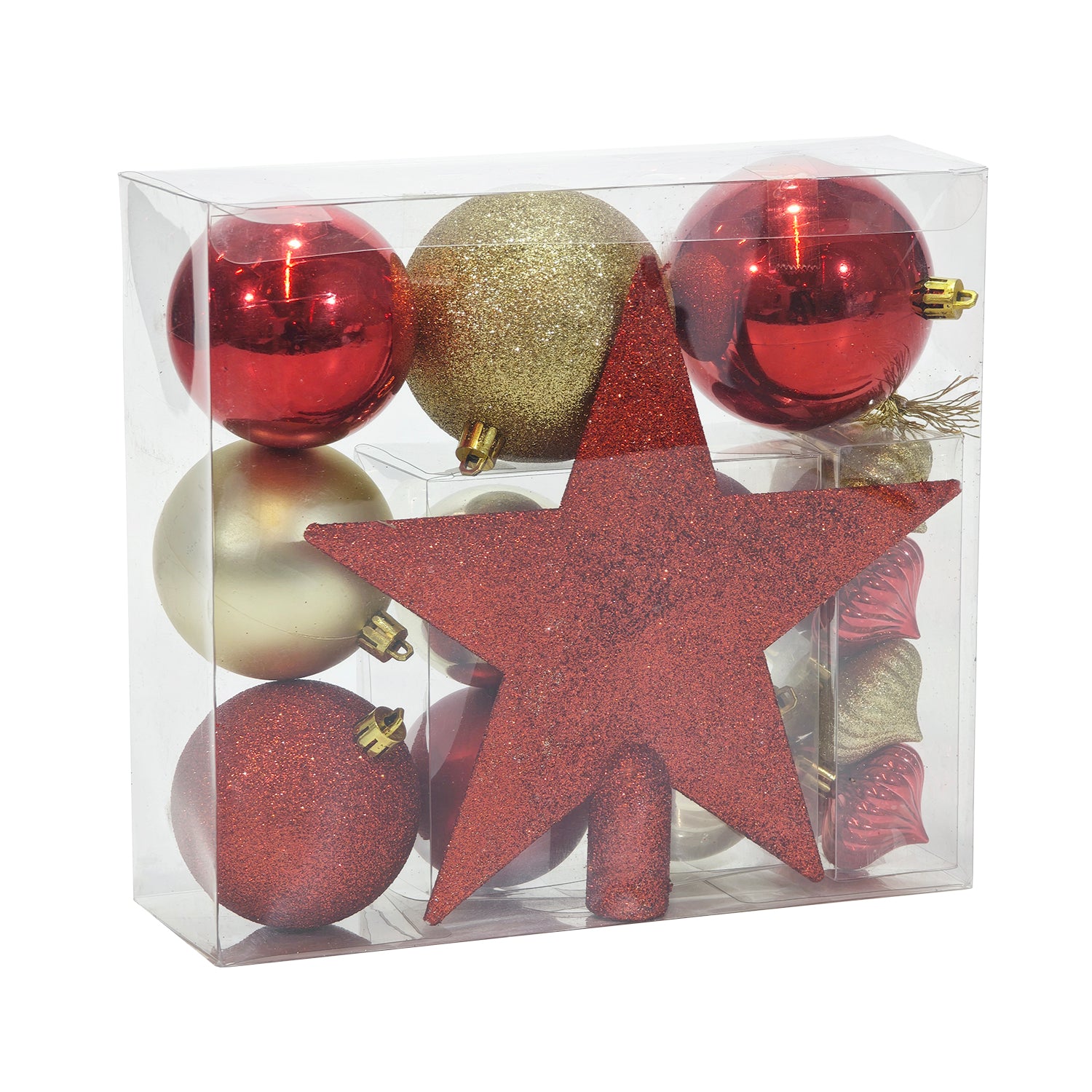 VESTIAMO CASA GRAN NATALE - Set Decorazioni Natalizie Rosso Oro 18 Pezzi