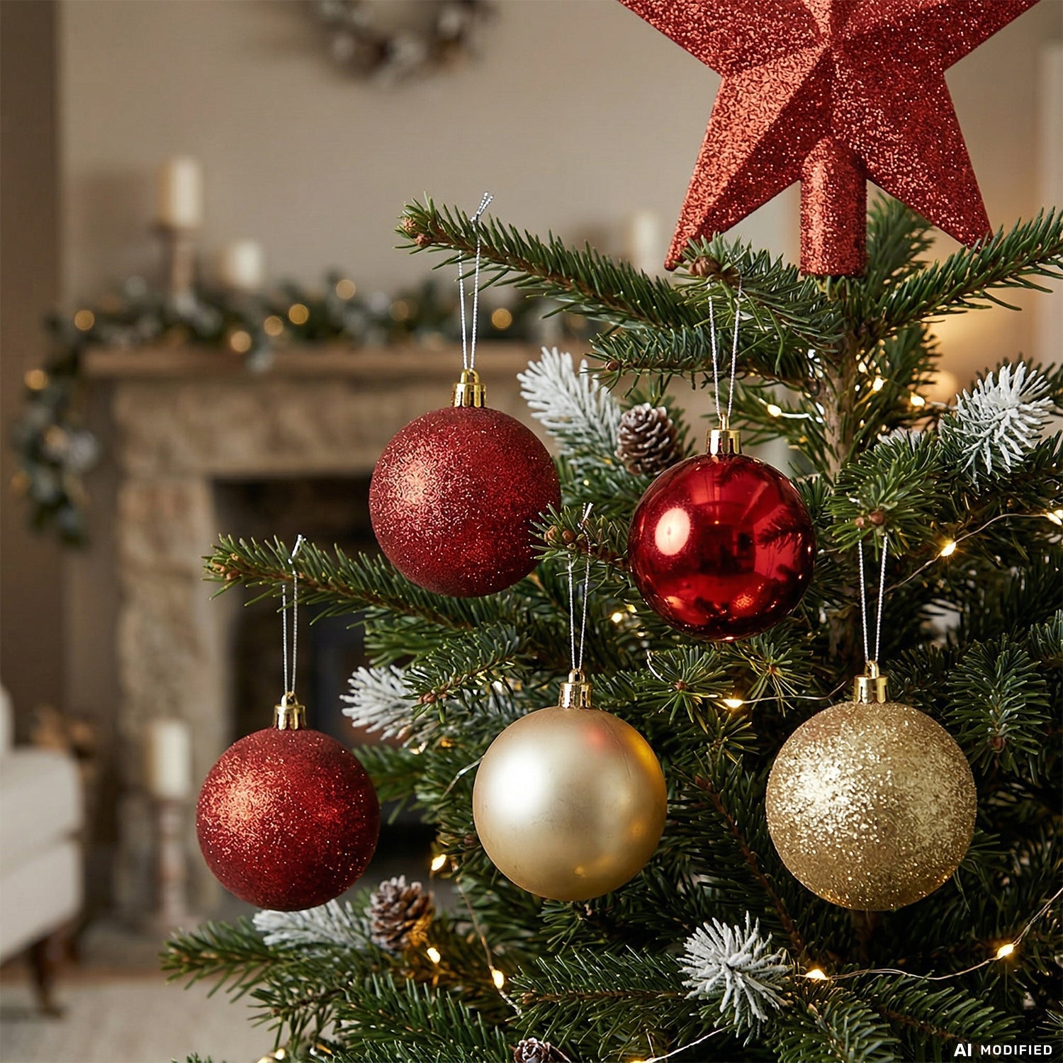 VESTIAMO CASA GRAN NATALE - Set Decorazioni Natalizie Rosso Oro 18 Pezzi