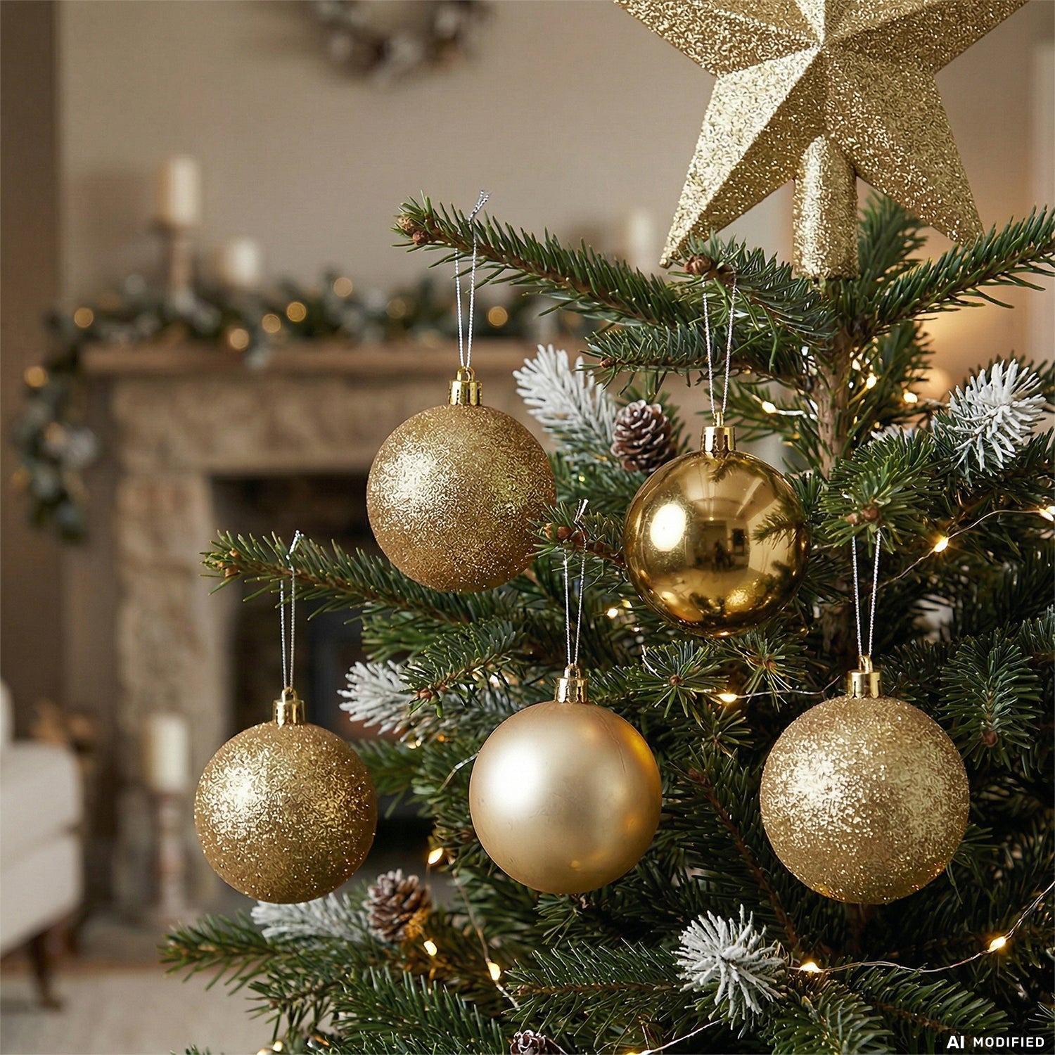 VESTIAMO CASA GRAN NATALE - Set Decorazioni Natalizie Oro Argento 18 Pezzi
