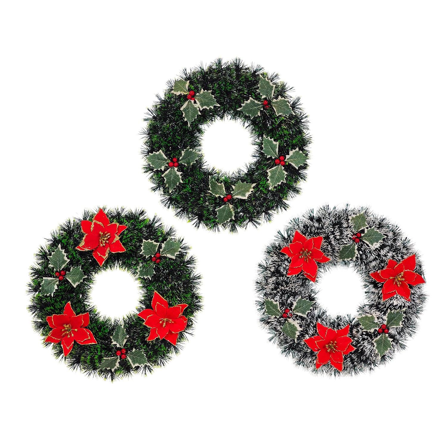 VESTIAMO CASA GRAN NATALE - Ghirlanda Natalizia Decorativa con Stelle e Bacche diametro 38 cm
