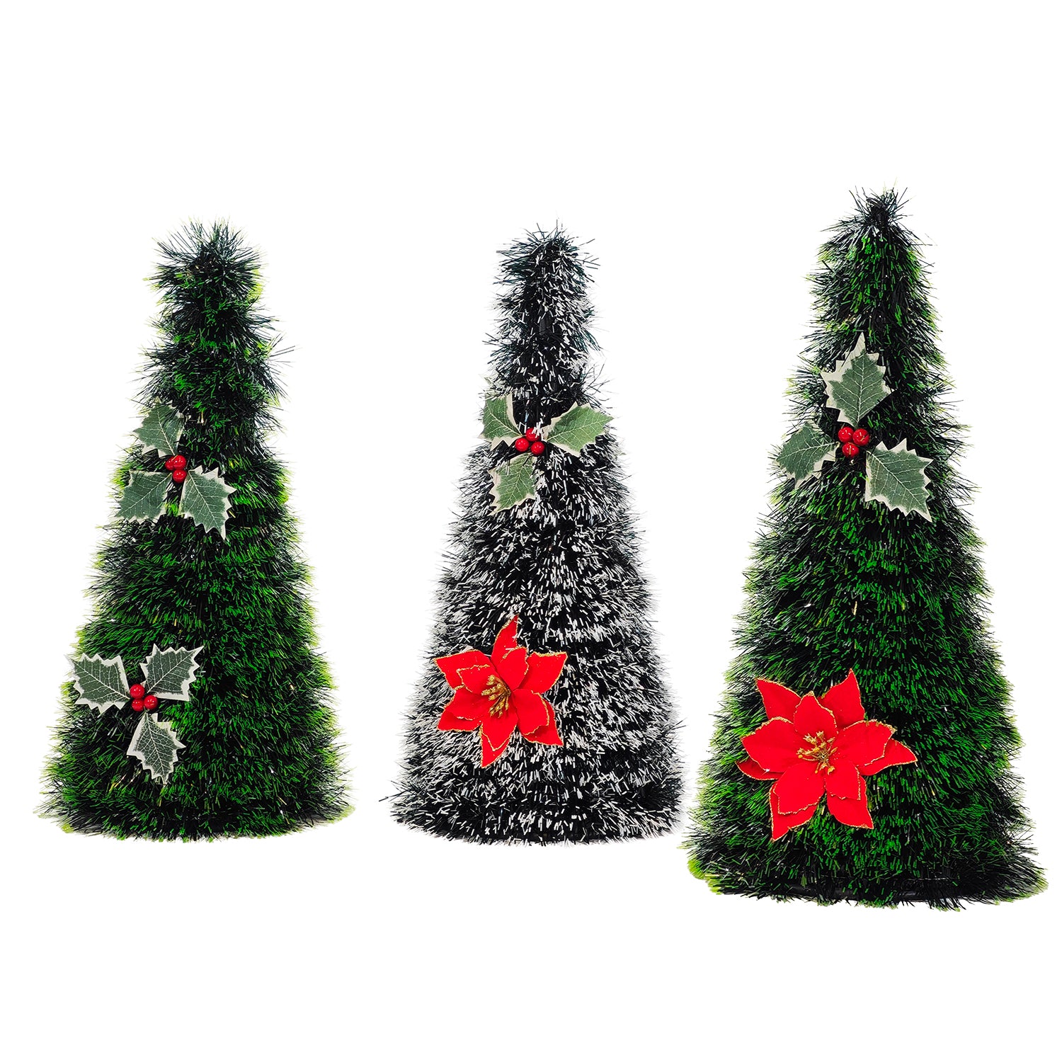 VESTIAMO CASA GRAN NATALE - Alberello Natalizio Decorativo con Stelle e Bacche  h48 cm