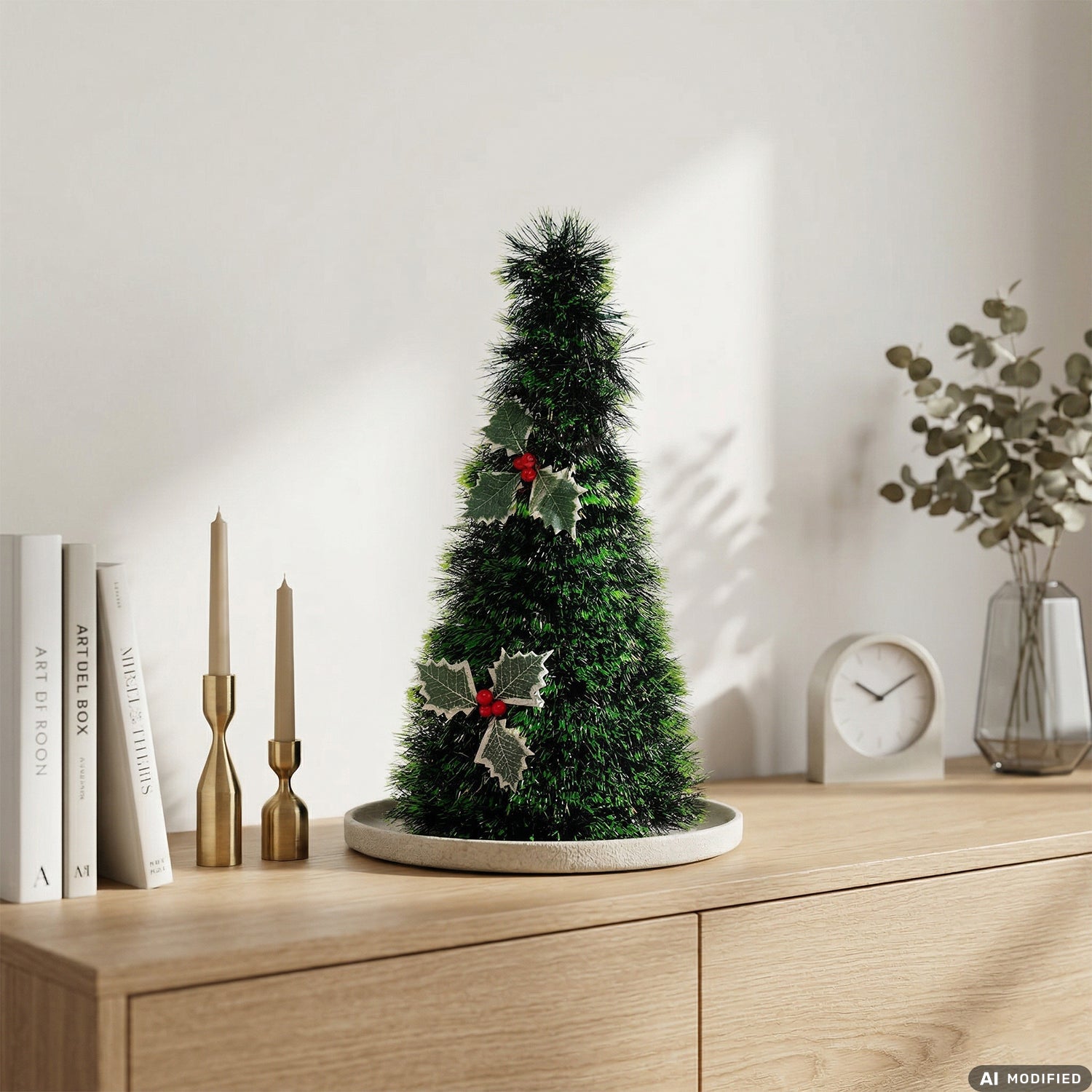 VESTIAMO CASA GRAN NATALE - Alberello Natalizio Decorativo con Stelle e Bacche  h48 cm