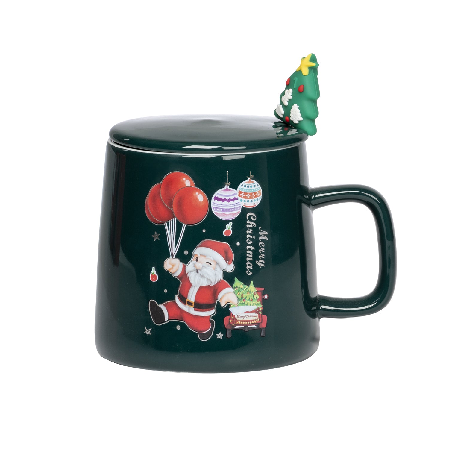 VESTIAMO CASA GRAN NATALE - Tazza Natalizia in porcellana con Tappo e cucchiaino 38 cl