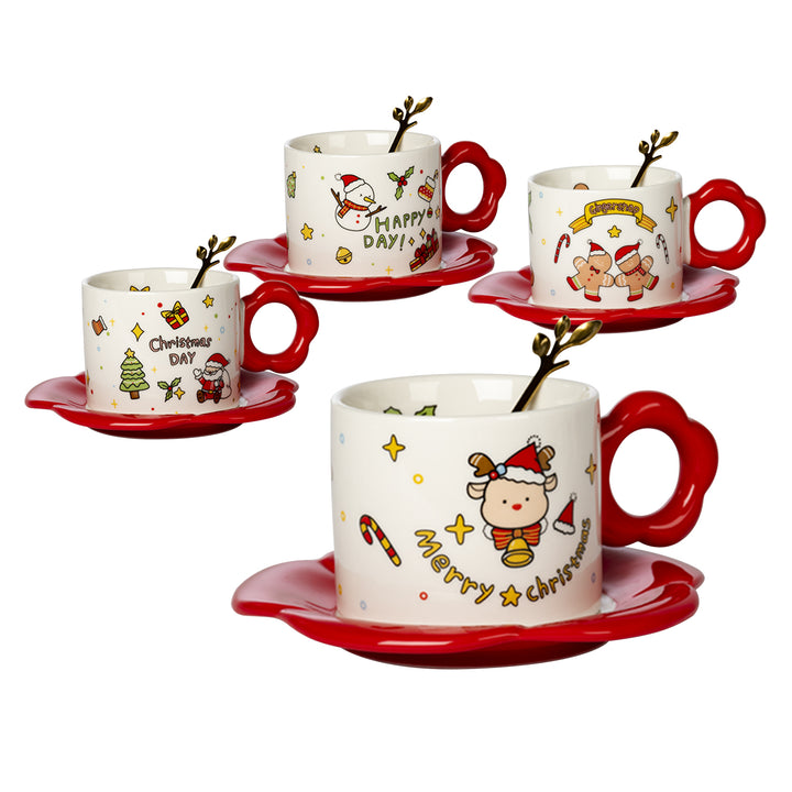 VESTIAMO CASA GRAN NATALE - Tazza Natalizia in porcellana con piattino e cucchiaino 26 cl