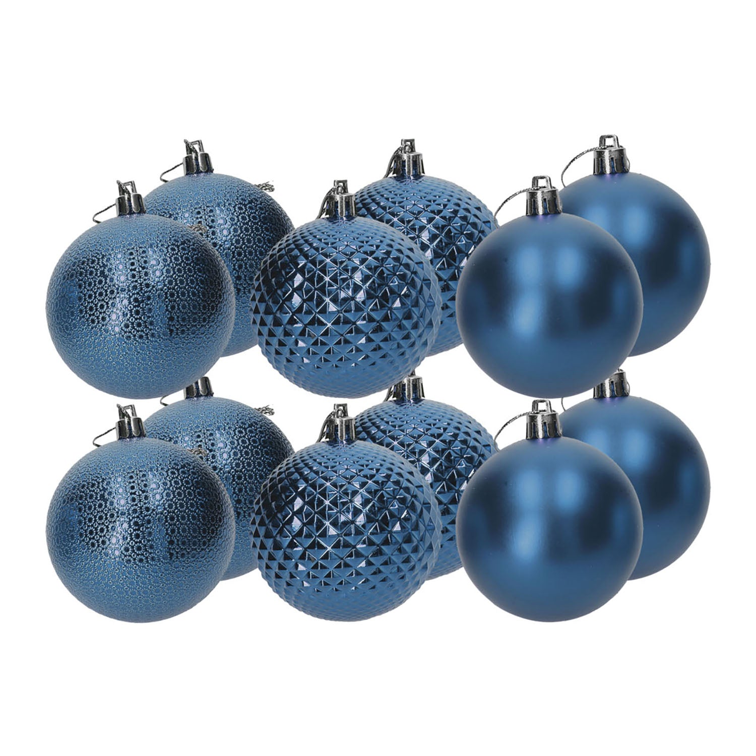 VESTIAMO CASA GRAN NATALE - Set 12 Palline di Natale Blu diametro 8 cm