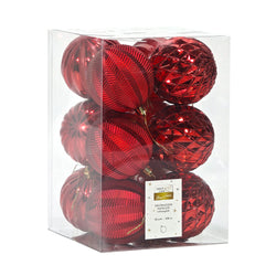 VESTIAMO CASA GRAN NATALE - Palle di Natale Rosse Assortite diametro 8 cm - set 12 pezzi