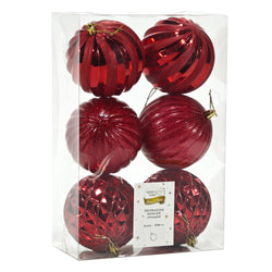 VESTIAMO CASA GRAN NATALE - Palle di Natale Rosse Assortite diametro 10 cm - set 6 pezzi