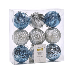 VESTIAMO CASA GRAN NATALE - Palle di Natale Celeste e Silver diametro 8 cm - set 9 pezzi