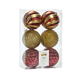 VESTIAMO CASA GRAN NATALE - Palle di Natale Rosso e Oro diametro 10 cm - set 6 pezzi