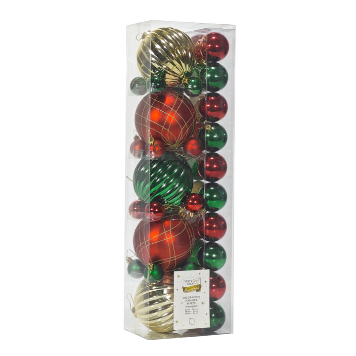 VESTIAMO CASA GRAN NATALE - Palle di Natale Rosso Verde e Oro - set 41 pezzi