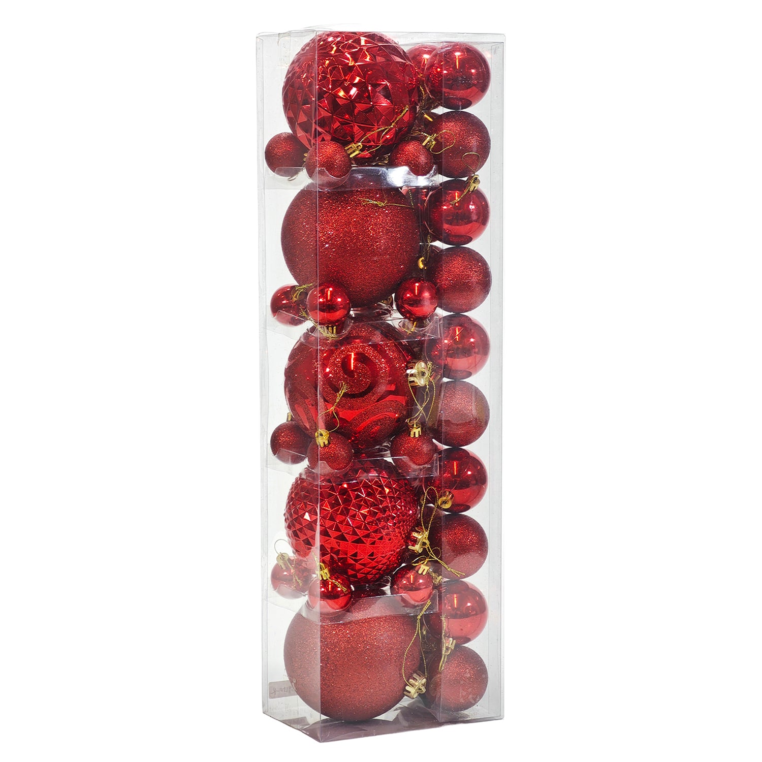VESTIAMO CASA GRAN NATALE - Set 41 Palline di Natale Rosse Infrangibili Assortite