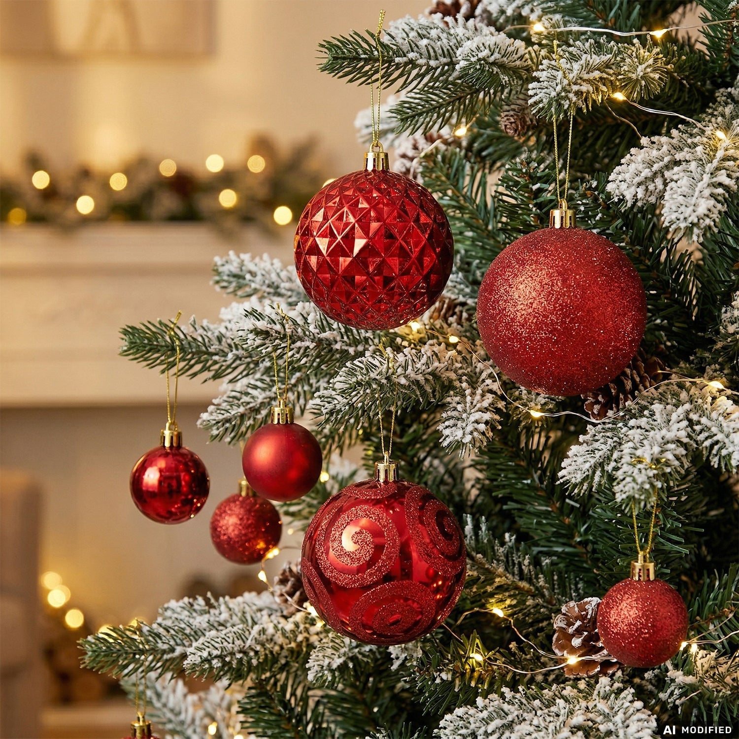 VESTIAMO CASA GRAN NATALE - Set 41 Palline di Natale Rosse Infrangibili Assortite