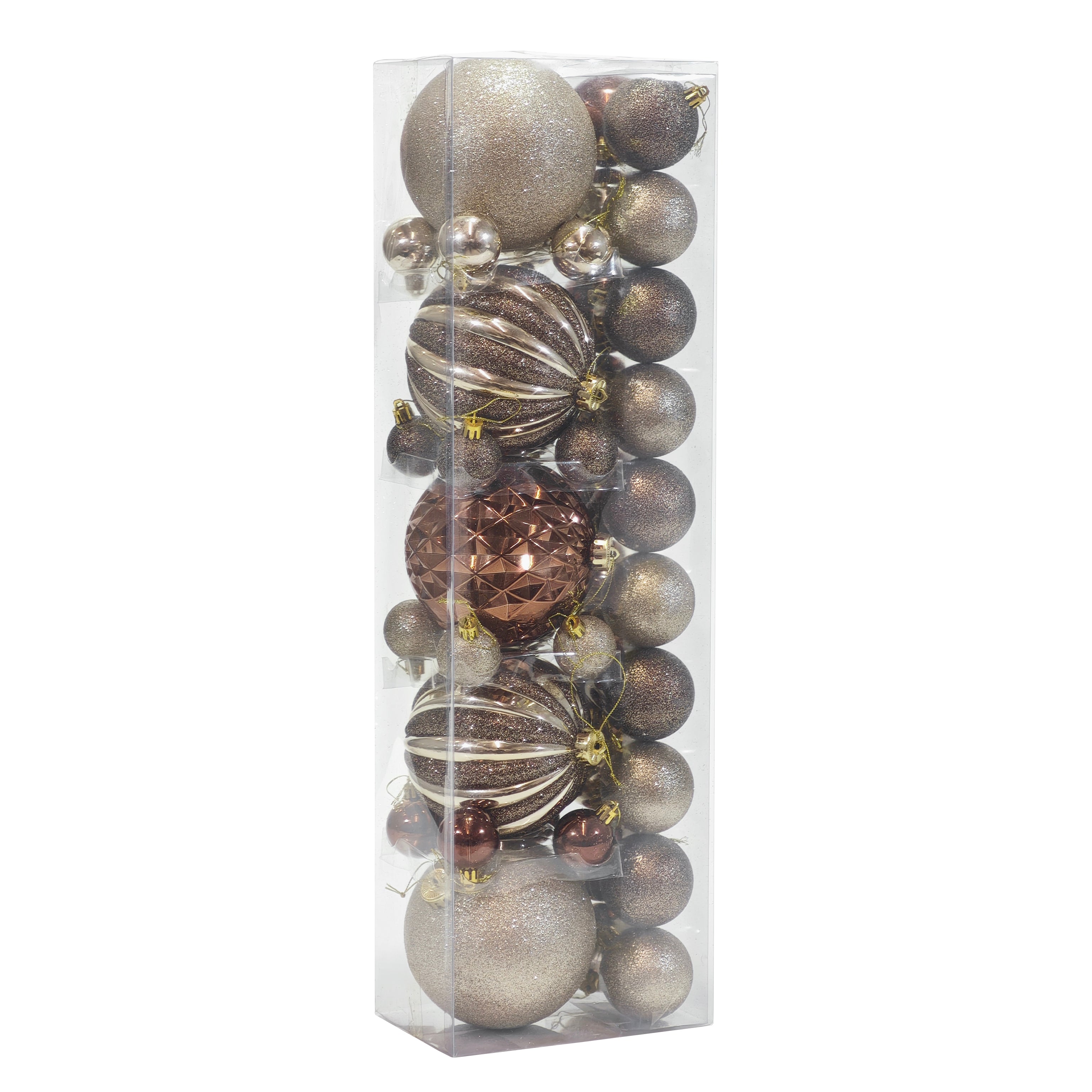 VESTIAMO CASA GRAN NATALE - Set 41 Palline di Natale Champagne Infrangibili Assortite