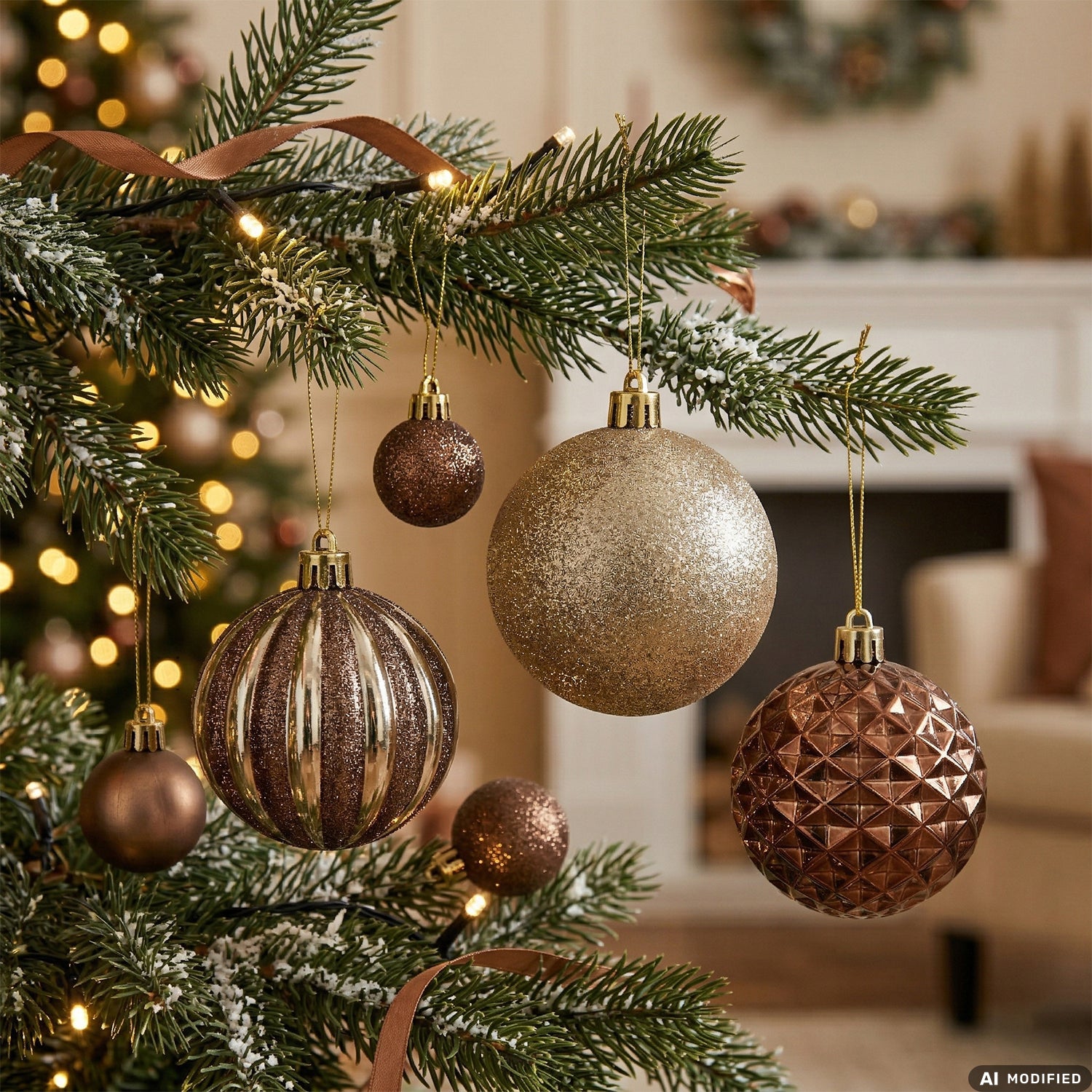 VESTIAMO CASA GRAN NATALE - Set 41 Palline di Natale Champagne Infrangibili Assortite