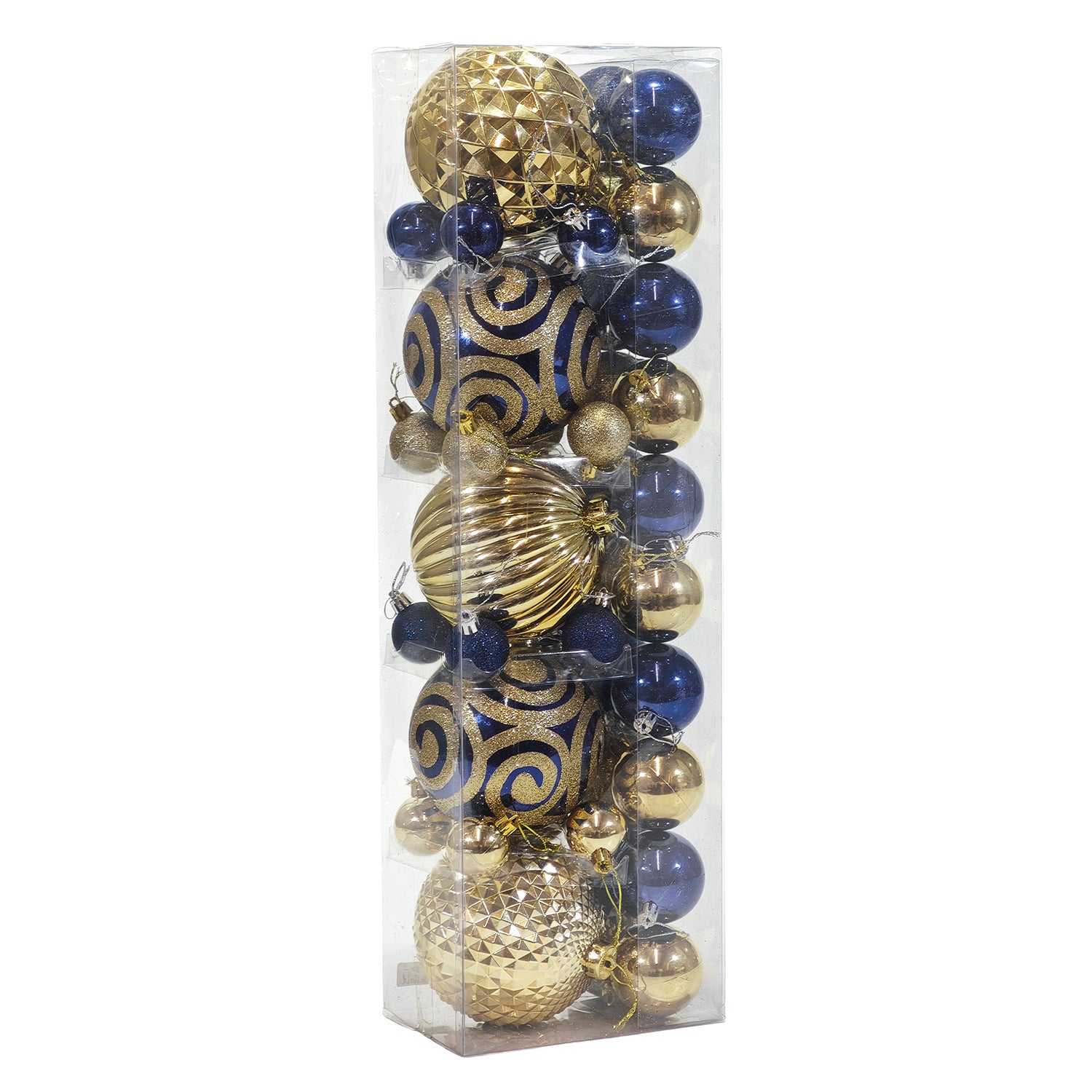 VESTIAMO CASA GRAN NATALE - Set 41 Palline di Natale Blu e Oro Infrangibili Assortite