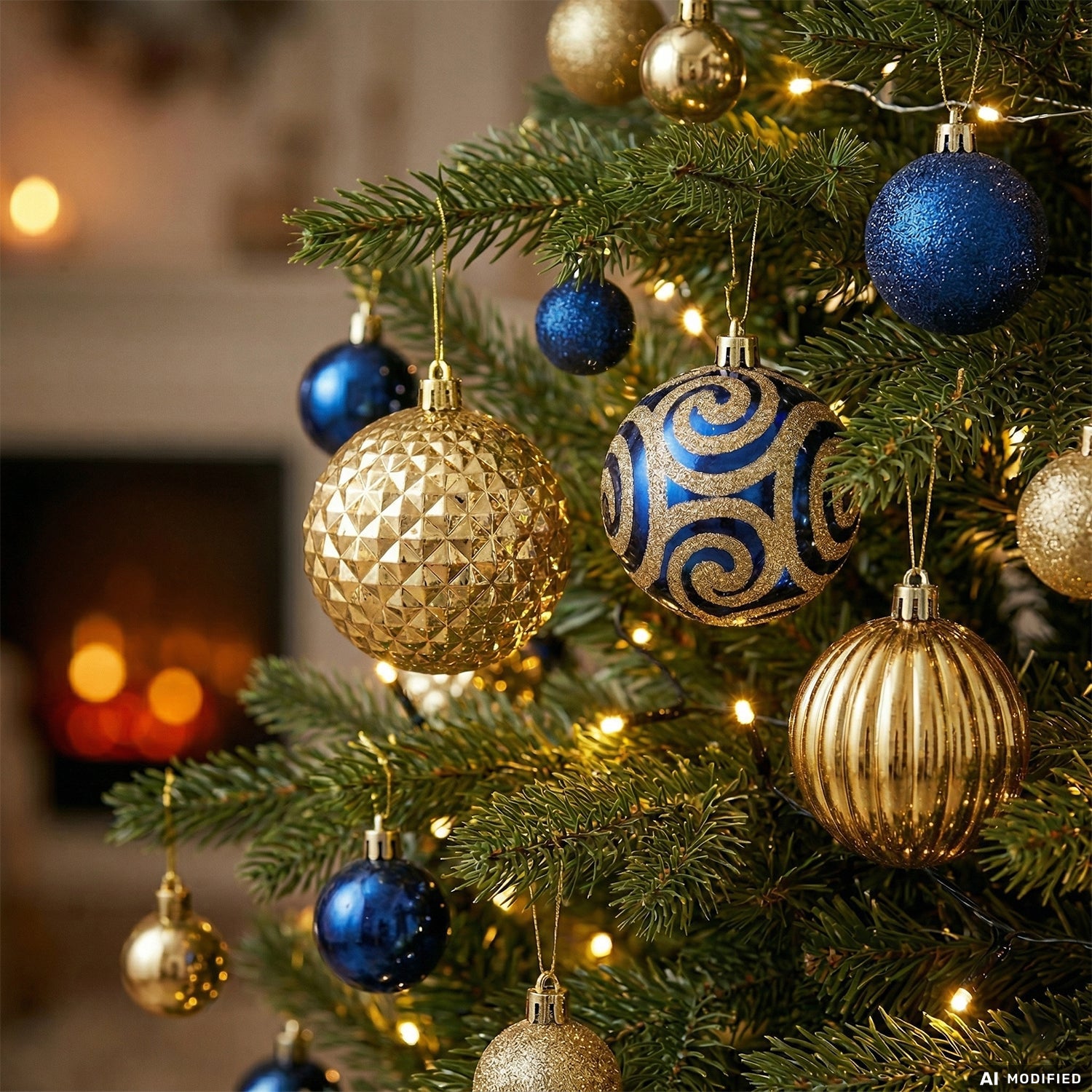 VESTIAMO CASA GRAN NATALE - Set 41 Palline di Natale Blu e Oro Infrangibili Assortite