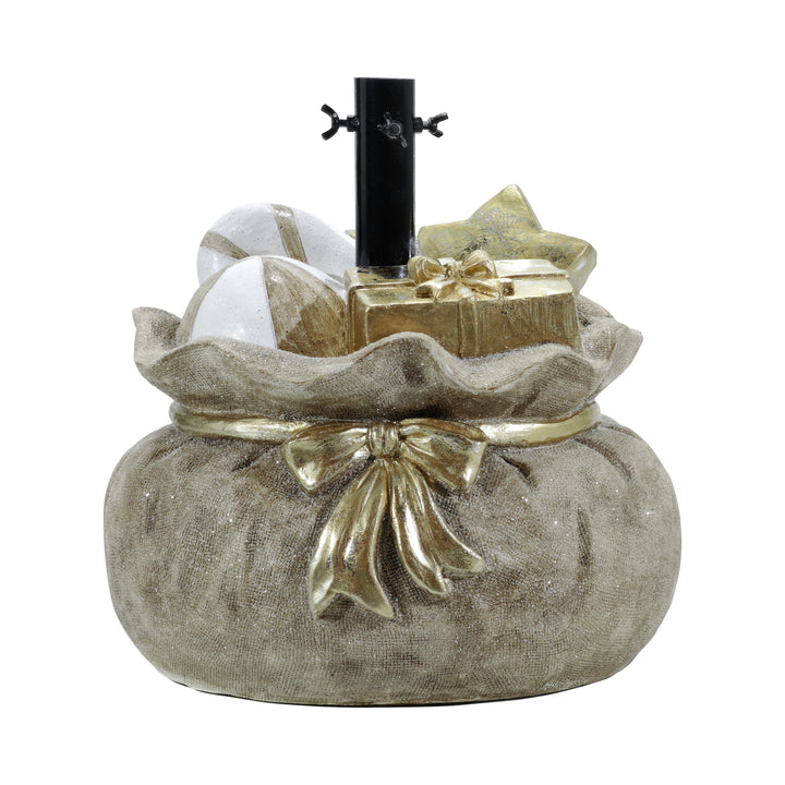 VESTIAMO CASA GRAN NATALE - Base per Albero di Natale Sacco con Doni Oro - h40x38x34 cm