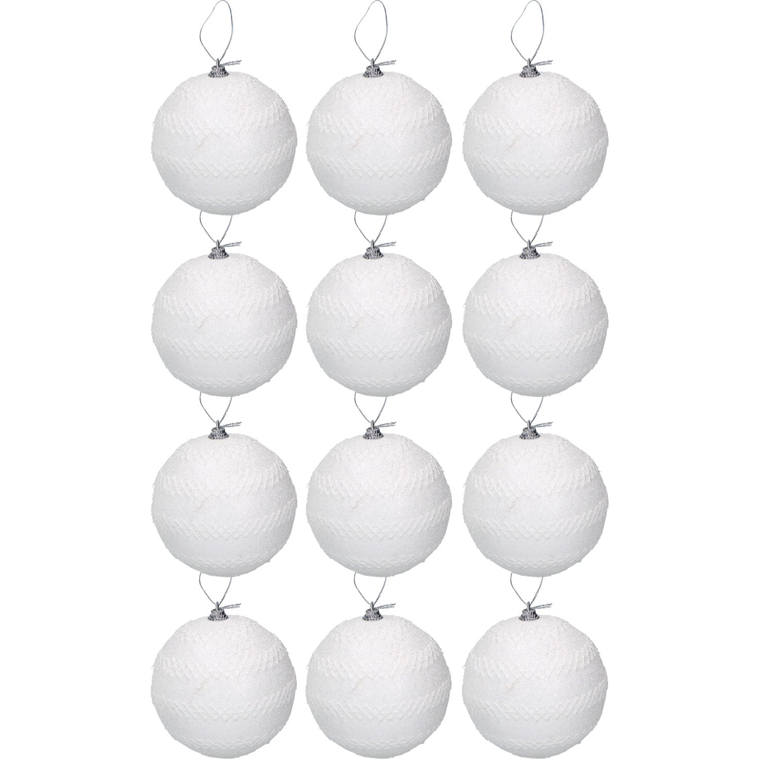 VESTIAMO CASA GRAN NATALE - Set 12 Palline di Natale Bianche con glitter diametro 6 cm