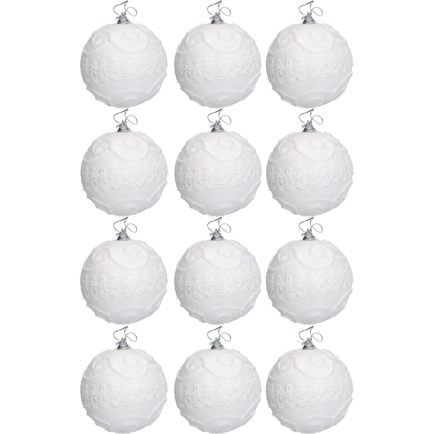 VESTIAMO CASA GRAN NATALE - Set 12 Palline di Natale Bianche con glitter diametro 6 cm
