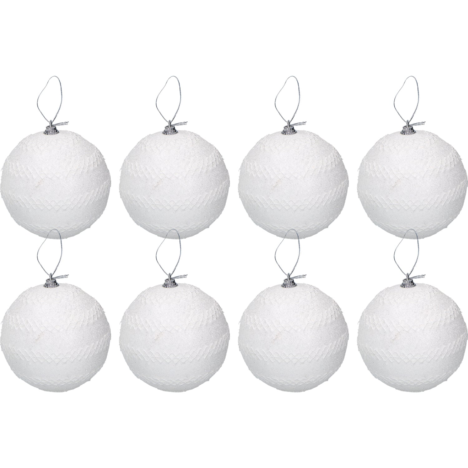VESTIAMO CASA GRAN NATALE - Set 8 Palline di Natale Bianche con glitter diametro 8 cm