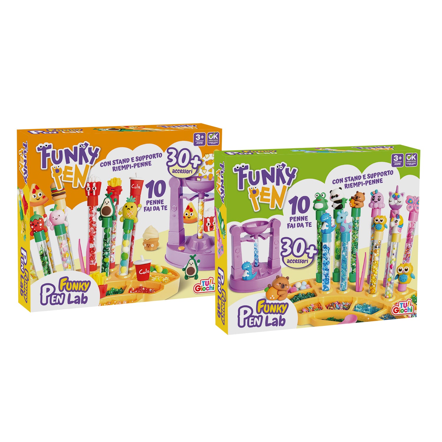 TU GIOCHI - Funky Pen Lab Kit Crea Penne Fai da Te con Stand Riempi-Penne e 30+ Accessori 3+ Anni