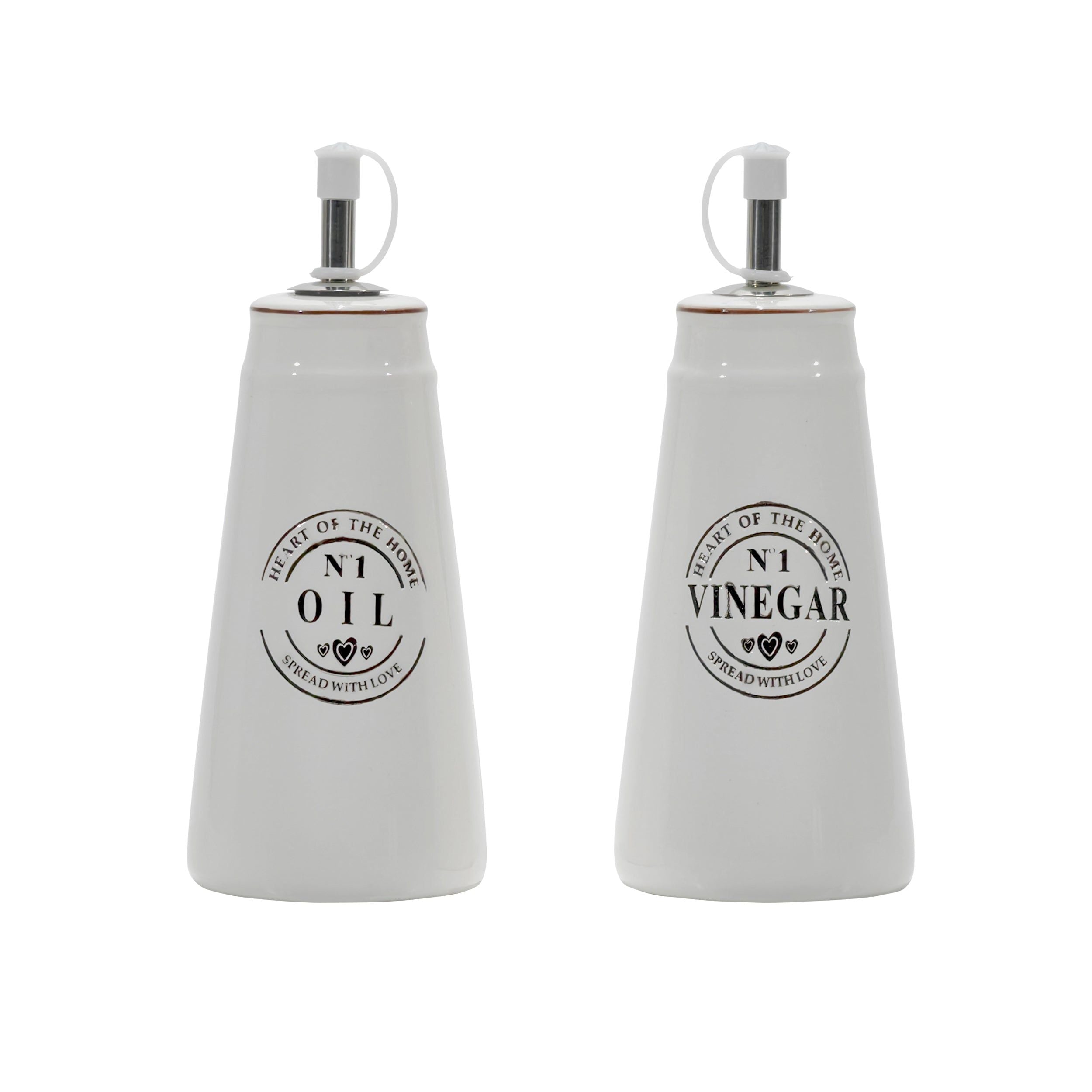 GUSTO CASA - Set Olio e Aceto in ceramica dolomite 330 ml - h19,5 cm diametro 7,5 cm