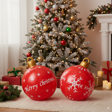 Palla Di Natale Gonfiabile, 60 Cm, Gigante, In PVC, Rossa