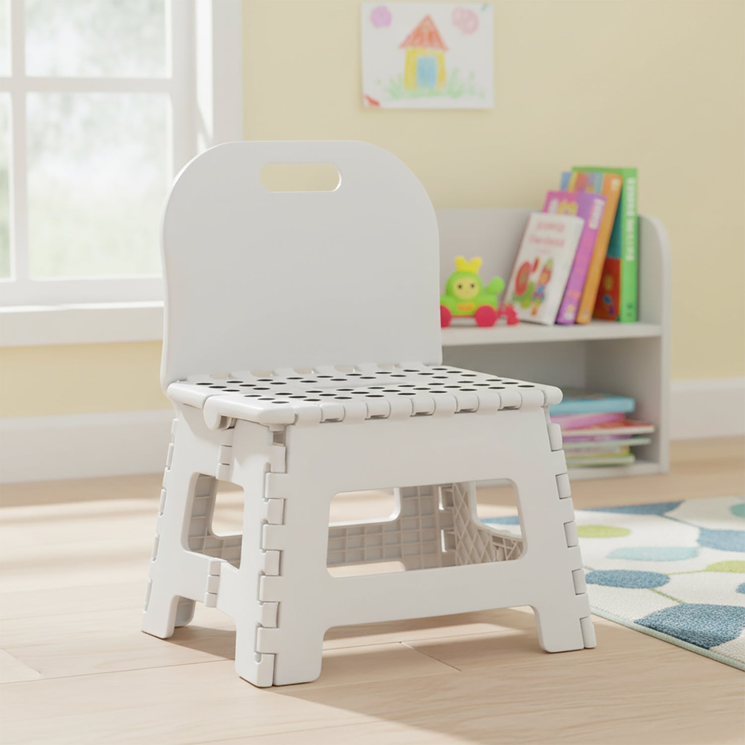 VESTIAMO CASA - Sediolina Pieghevole per Bambini con Schienale Linea Baby Cute - h43x32x25 cm