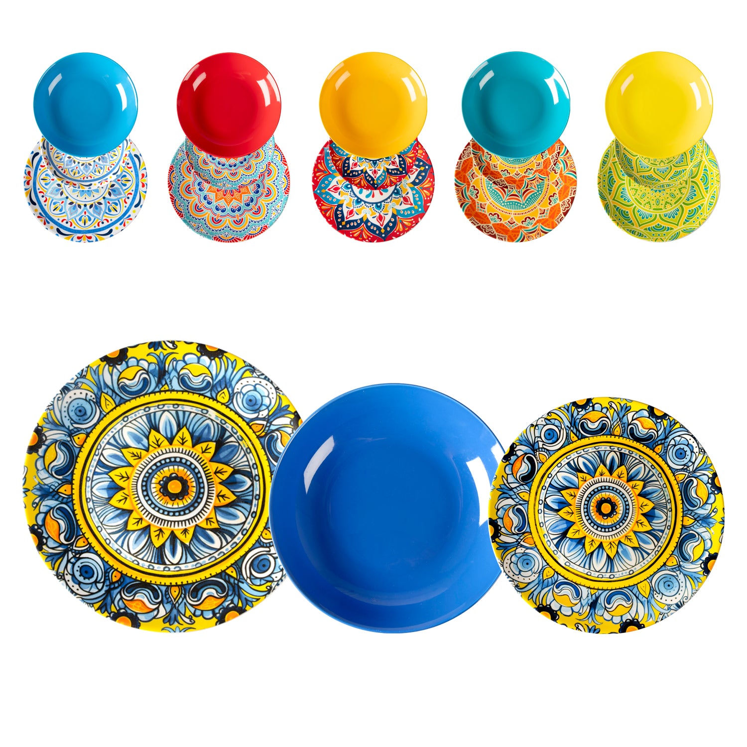 GUSTO CASA - Servizio di piatti Linea Mandala in Porcellana 18 pezzi