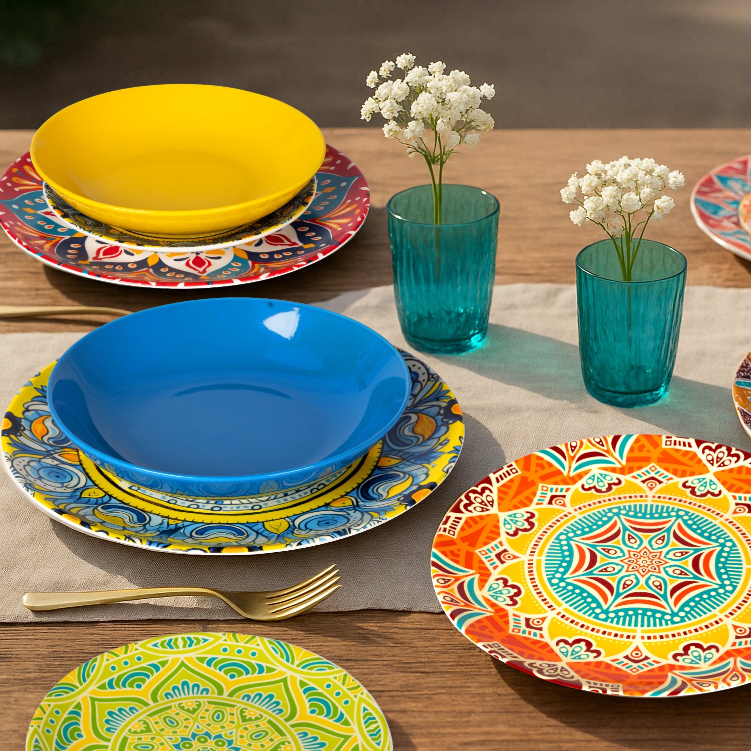 GUSTO CASA - Servizio di piatti Linea Mandala in Porcellana 18 pezzi