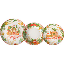 VESTIAMO CASA GRAN NATALE - Servizio di piatti Christmas Cookies Linea Pan di Zenzero in porcellana - 18 pezzi