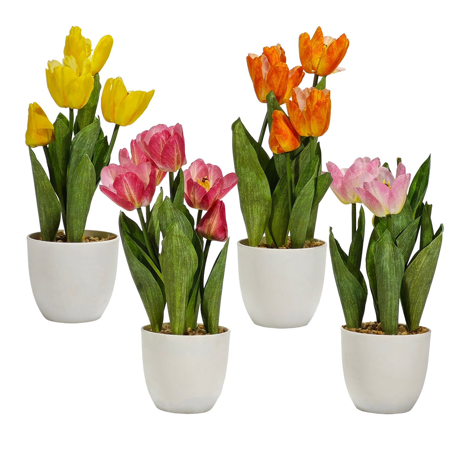 VESTIAMO CASA - Pianta Artificiale con Vaso Tulipani Decorativi - h39 cm diametro 11 cm