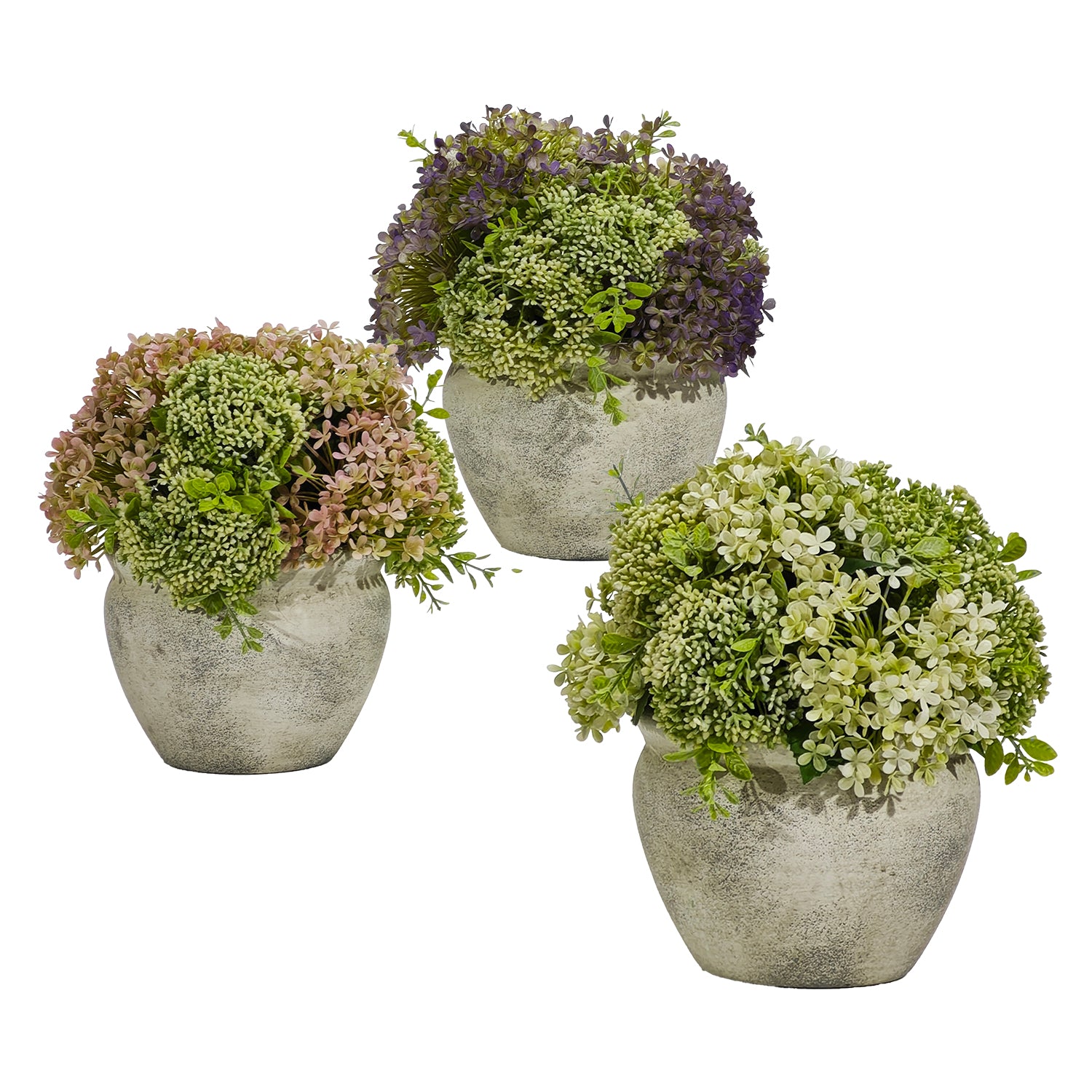 VESTIAMO CASA - Pianta Artificiale Ortensia con Vaso - h23,5 cm diametro 18 cm