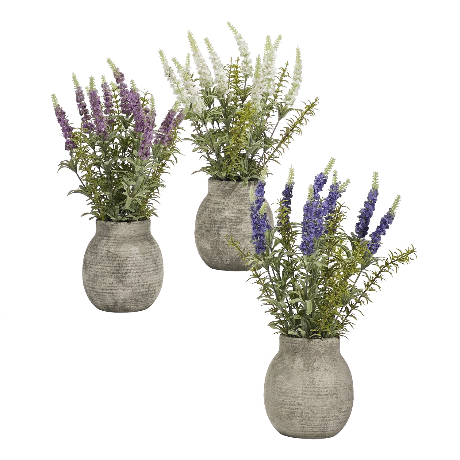 VESTIAMO CASA - Pianta Artificiale Lavanda con Vaso - h42,5 cm diametro 14 cm