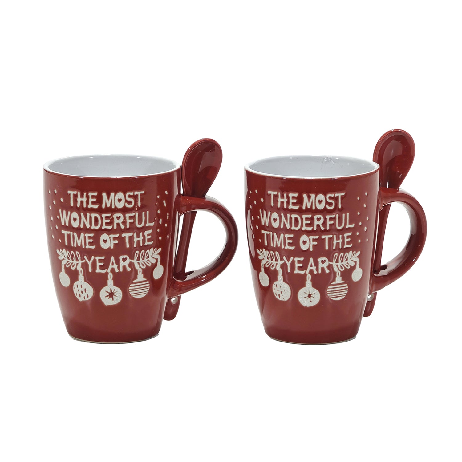 VESTIAMO CASA GRAN NATALE - Set 2 Tazzoni Natalizi con Cucchiaino in Stoneware 30 cl
