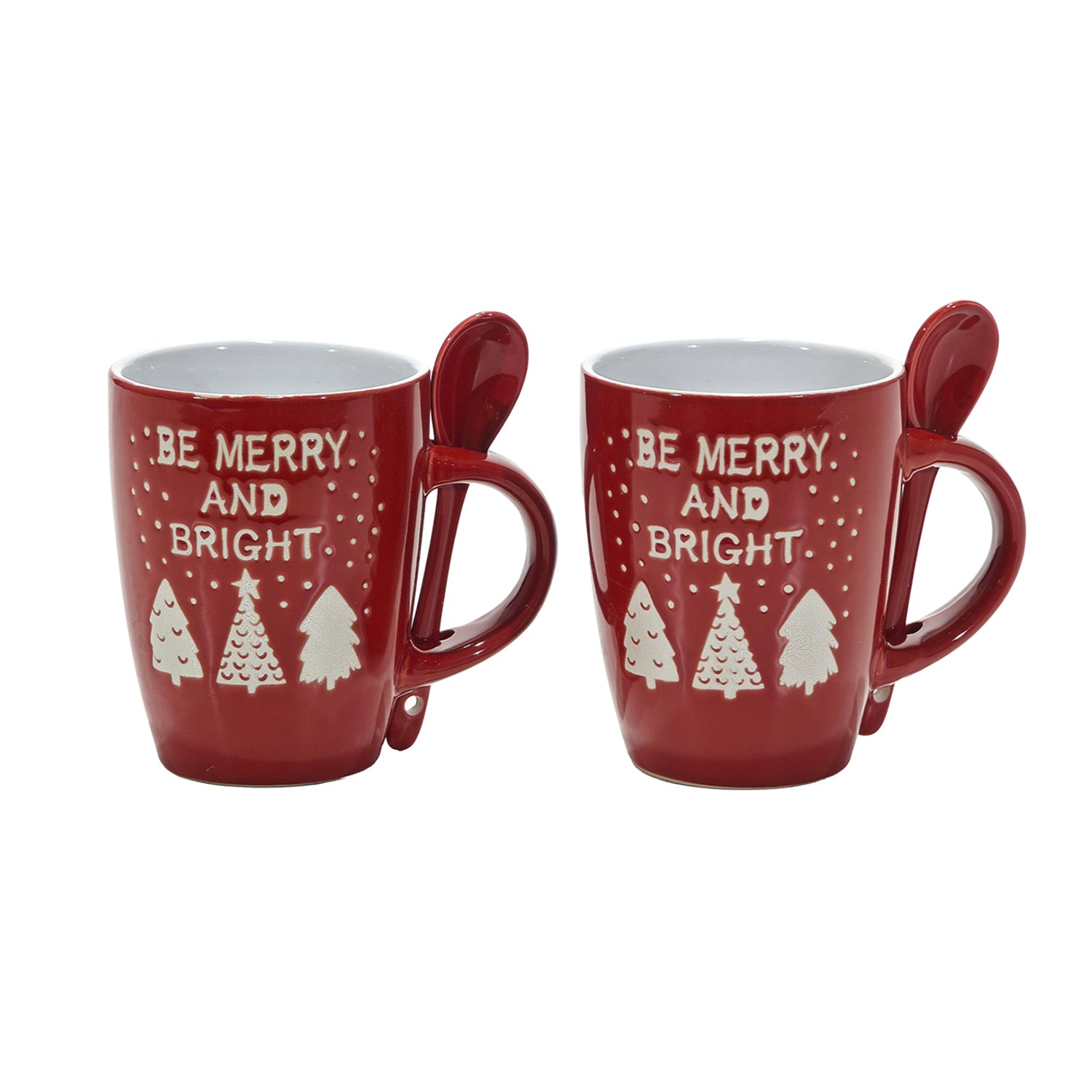 VESTIAMO CASA GRAN NATALE - Set 2 Tazzoni Natalizi con Cucchiaino in Stoneware 30 cl