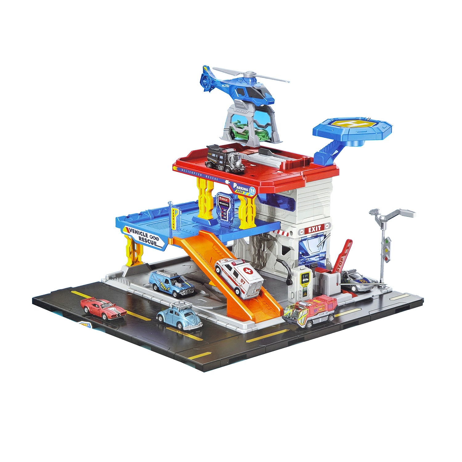 TU GIOCHI - City Parking Station Playset con Elicottero e Veicoli 3+ Anni