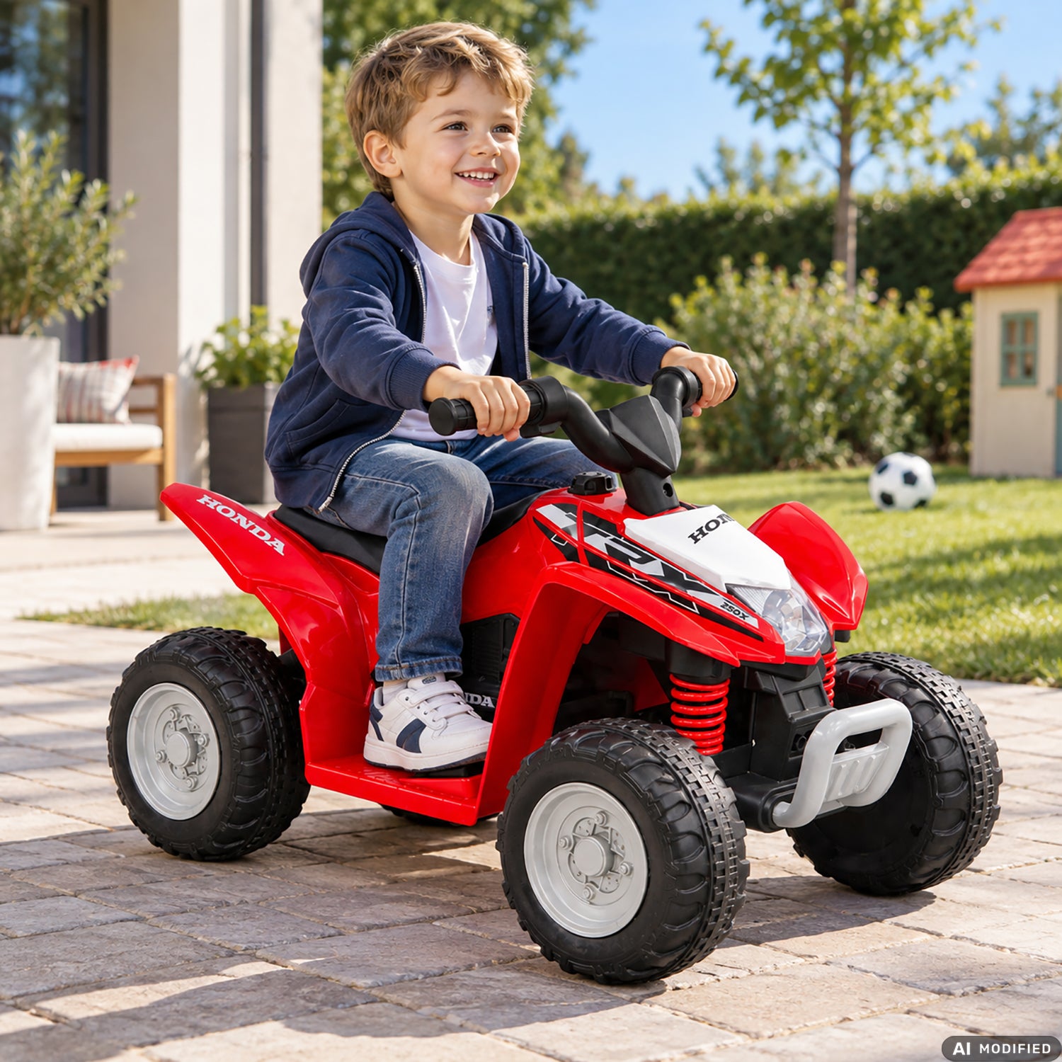 TU GIOCHI - Quad Elettrico Cavalcabile Honda TRX 250X Rosso con Suoni e Luce 3+ Anni