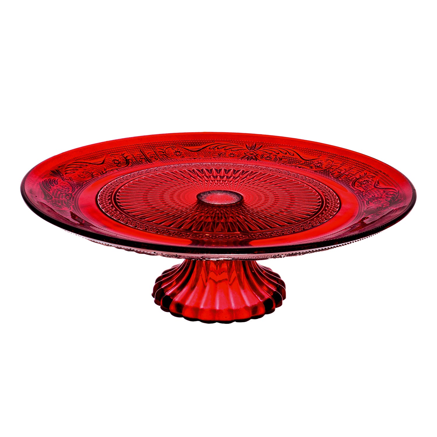 GUSTO CASA - Alzata per Dolci in Vetro Rosso h9 cm diametro 29 cm