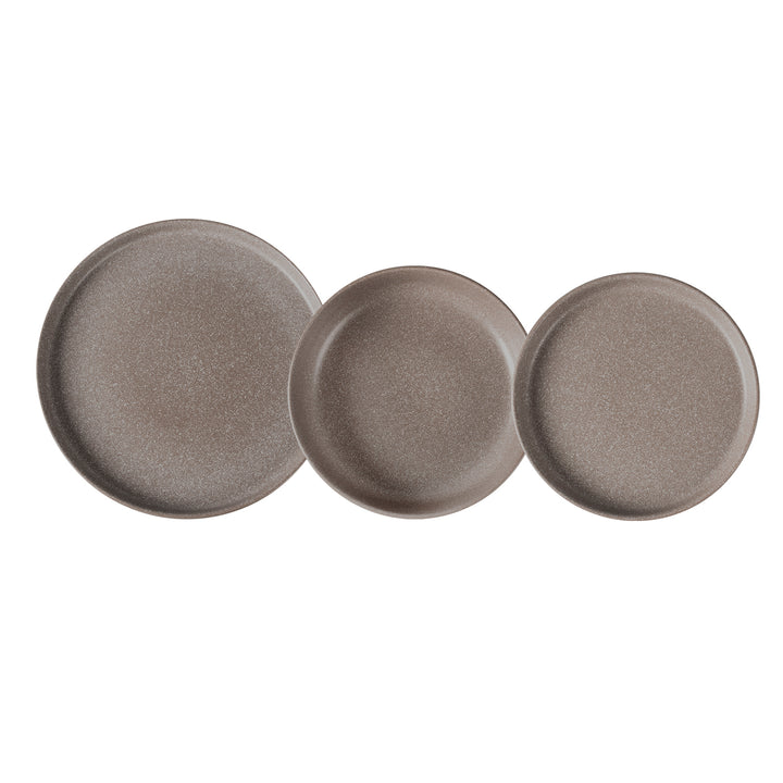 GUSTO CASA - Servizio di piatti in Stoneware Nordica Tortora 18 pezzi