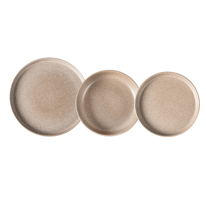 GUSTO CASA - Servizio di piatti in Stoneware Nordica Tortora 18 pezzi