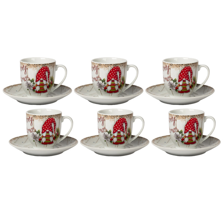 VESTIAMO CASA GRAN NATALE - Servizio da caffè 12 Pezzi in Porcellana Wooden Joy Christmas