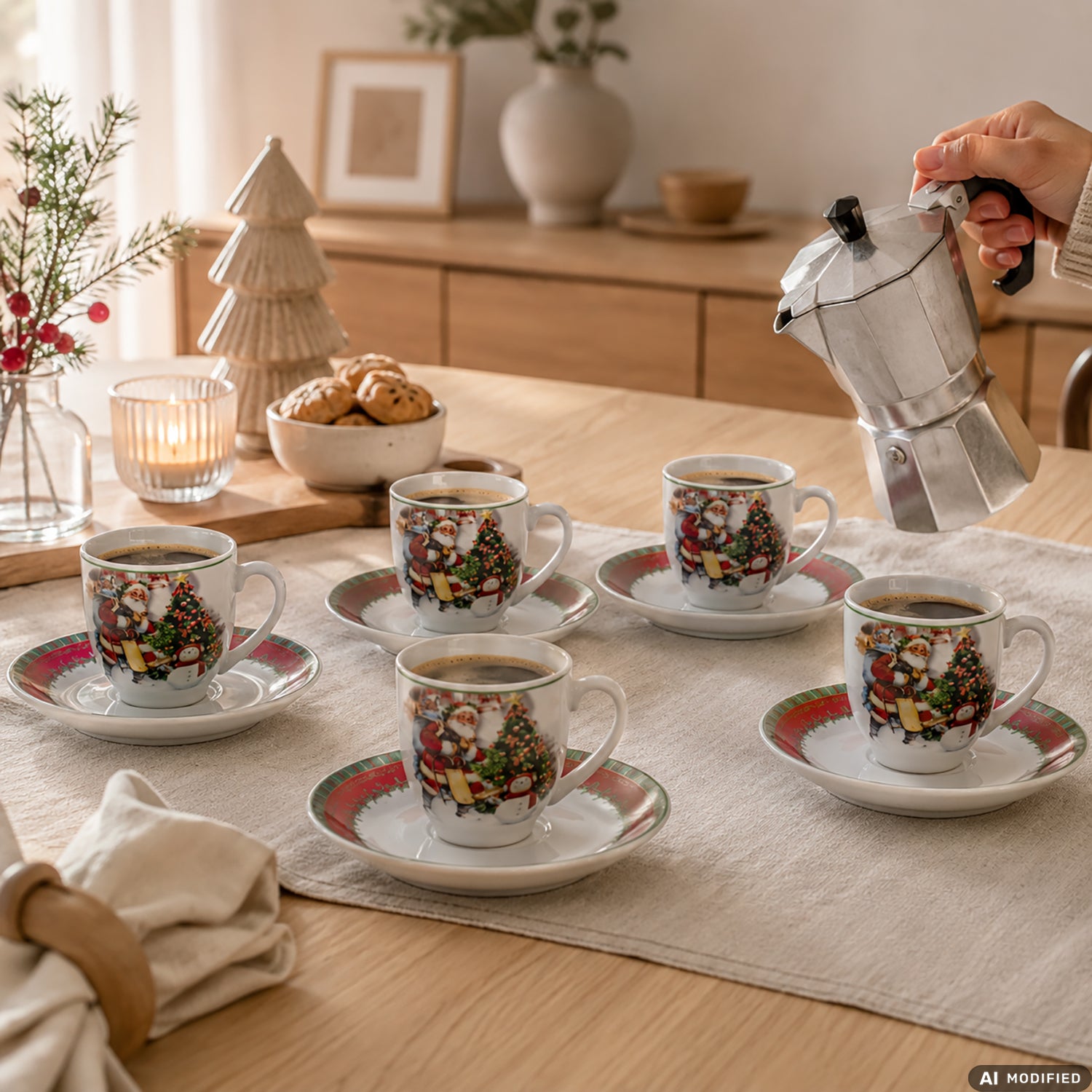 VESTIAMO CASA GRAN NATALE - Servizio da Caffè in Porcellana Christmas Emotions 12 Pezzi