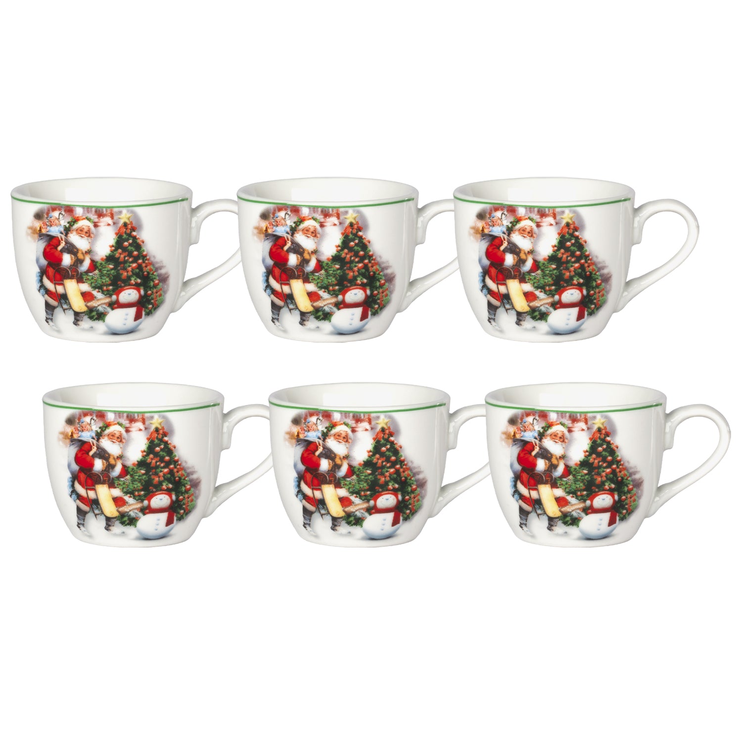 VESTIAMO CASA GRAN NATALE - Set 6 Tazzine da Caffè Natalizie Christmas Emotions in Porcellana 9 cl