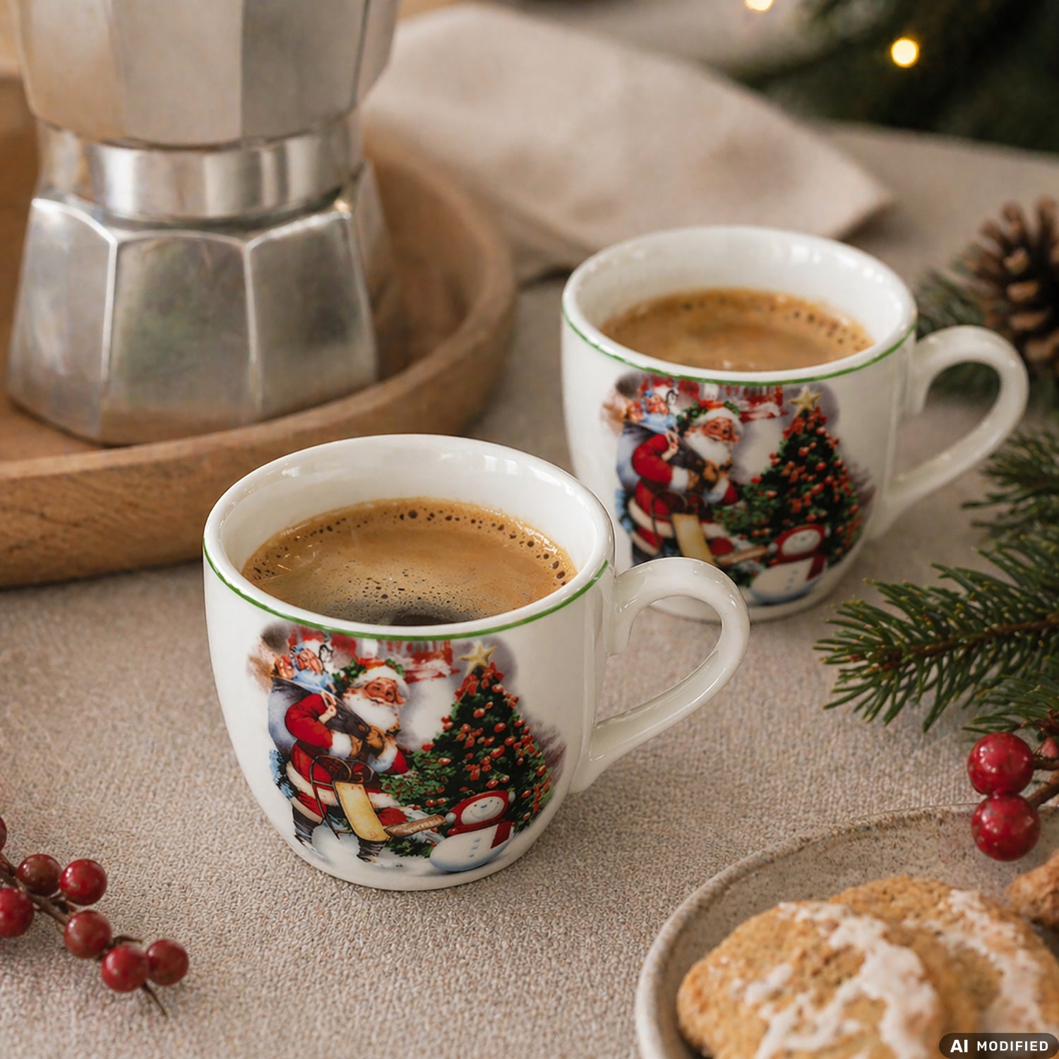 VESTIAMO CASA GRAN NATALE - Set 6 Tazzine da Caffè Natalizie Christmas Emotions in Porcellana 9 cl
