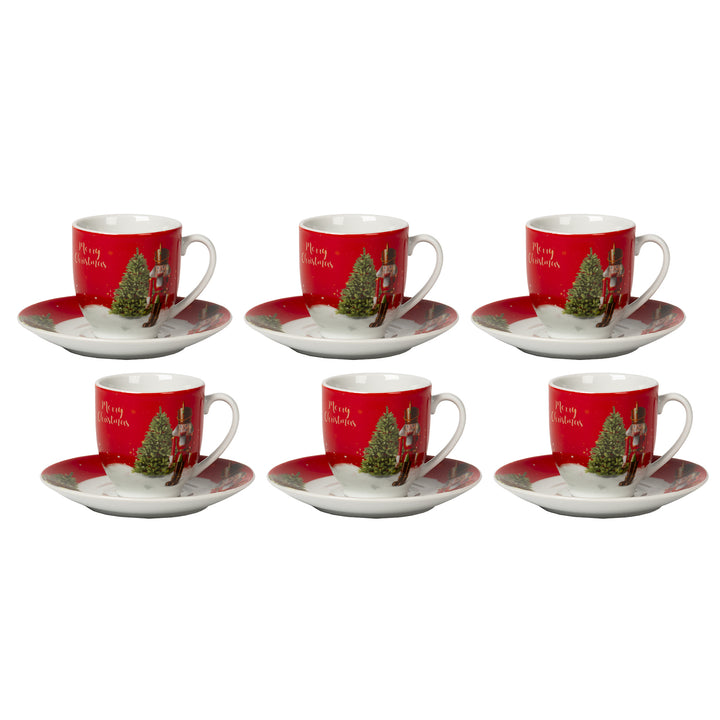 VESTIAMO CASA GRAN NATALE - Servizio da caffè 12 Pezzi in Porcellana Merry Nutcracker
