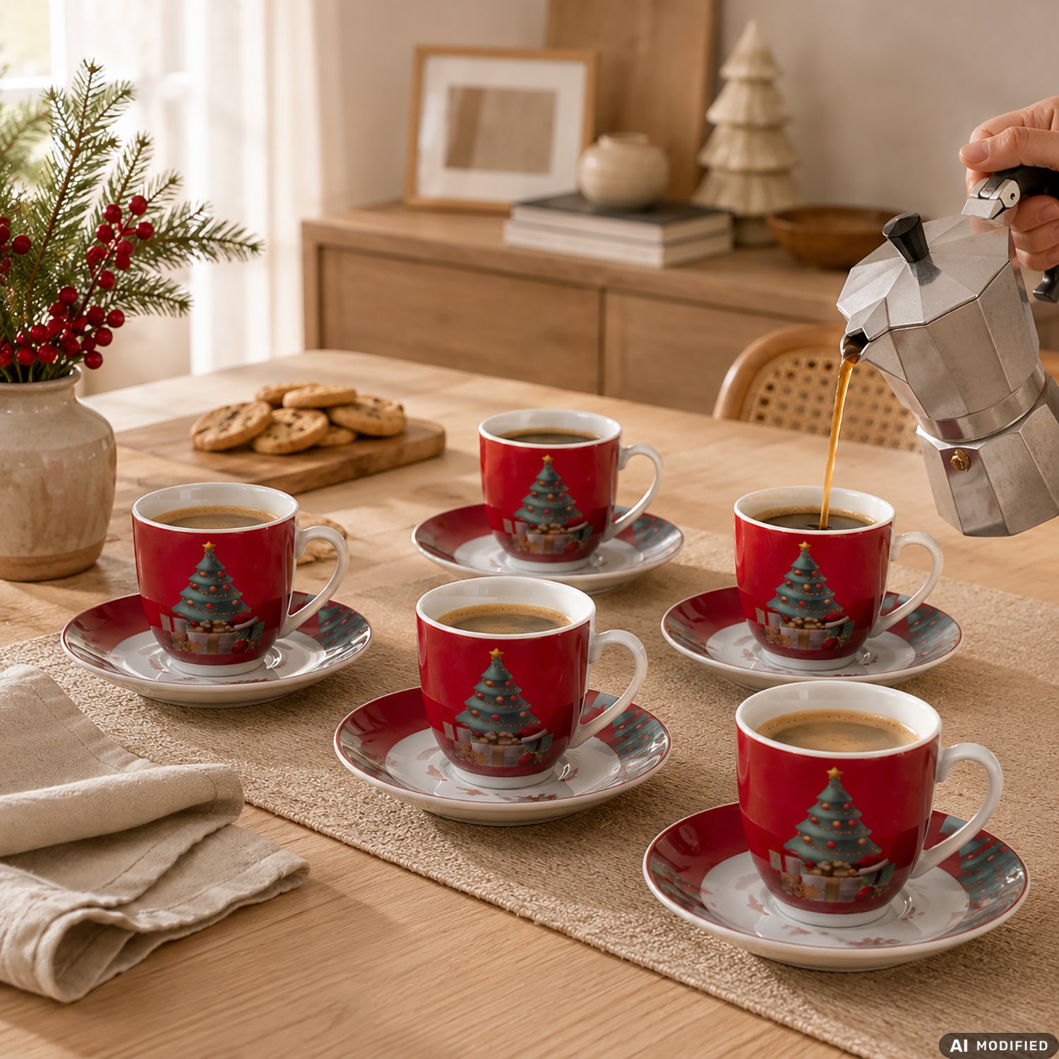 VESTIAMO CASA GRAN NATALE - Servizio da caffè Merry Gift in Porcellana 12 Pezzi